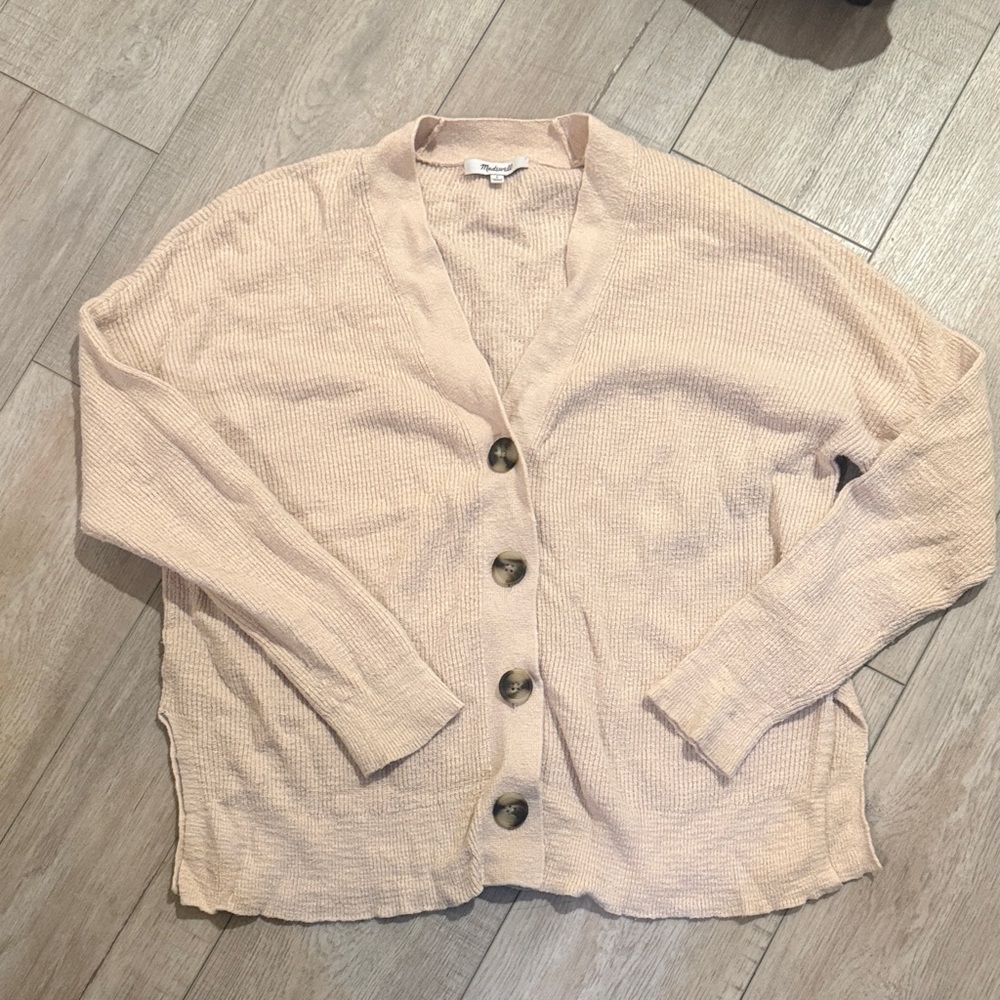 Madewell Ribbed Cardigan Blush Cream Color SIZE SMALL
